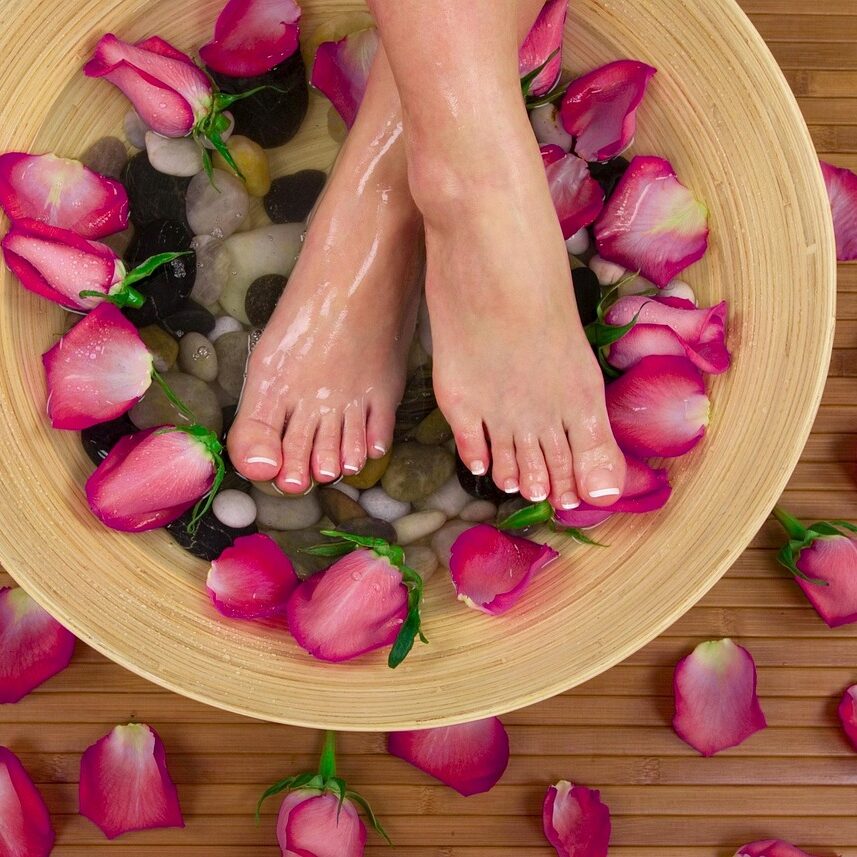 feet, basin, foot spa, beautiful flowers, flowers, roses, flower background, nature, flower wallpaper, petals, rose petals, pink roses, pink petals, spa, treatment, relaxation, toes, salon, wellness